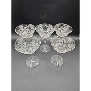 Set of 5 - Tiffin Franciscan Cherokee Rose Stem 17399 Cocktail Glasses 5 1/2" N1